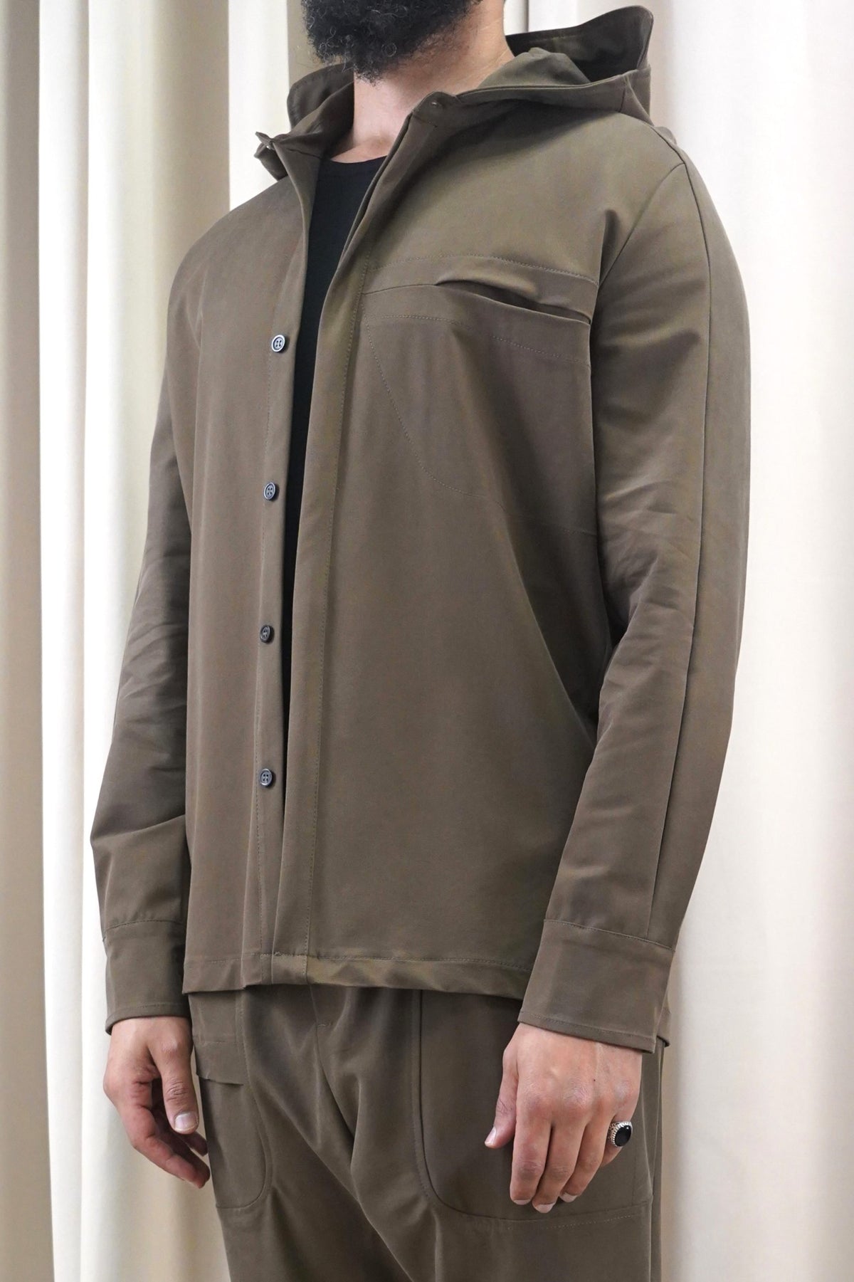 Veste à capuche homme Fallon marron tactique, portée de face