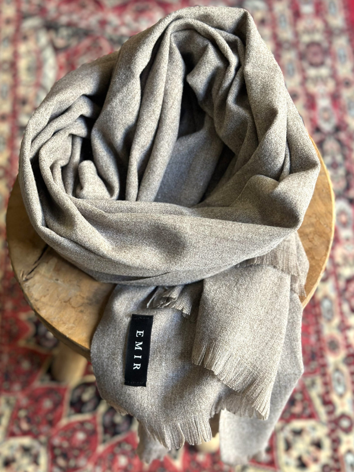 Écharpe homme EMIR grège en laine et viscose