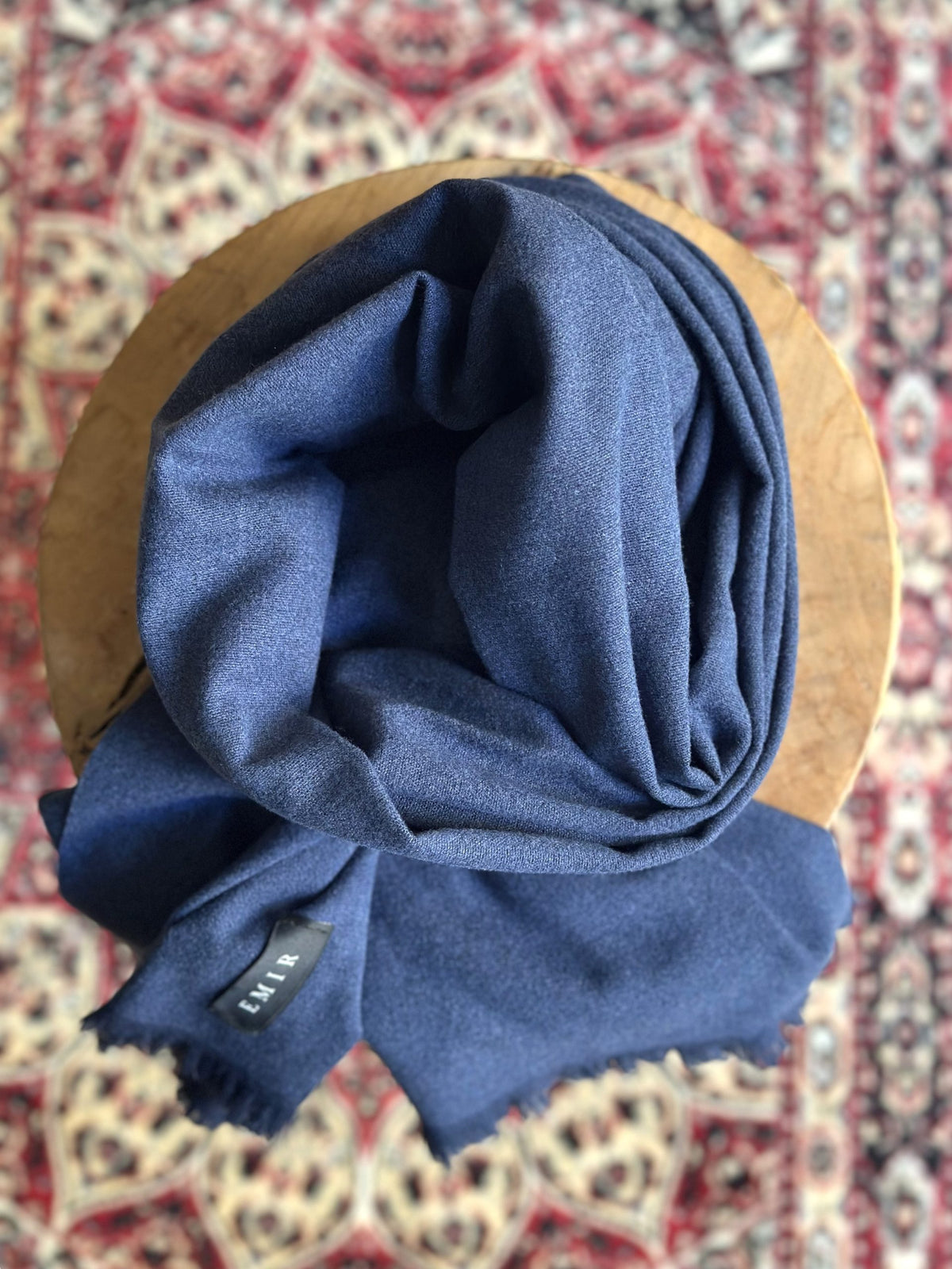 Écharpe homme EMIR bleu cendré en laine et viscose