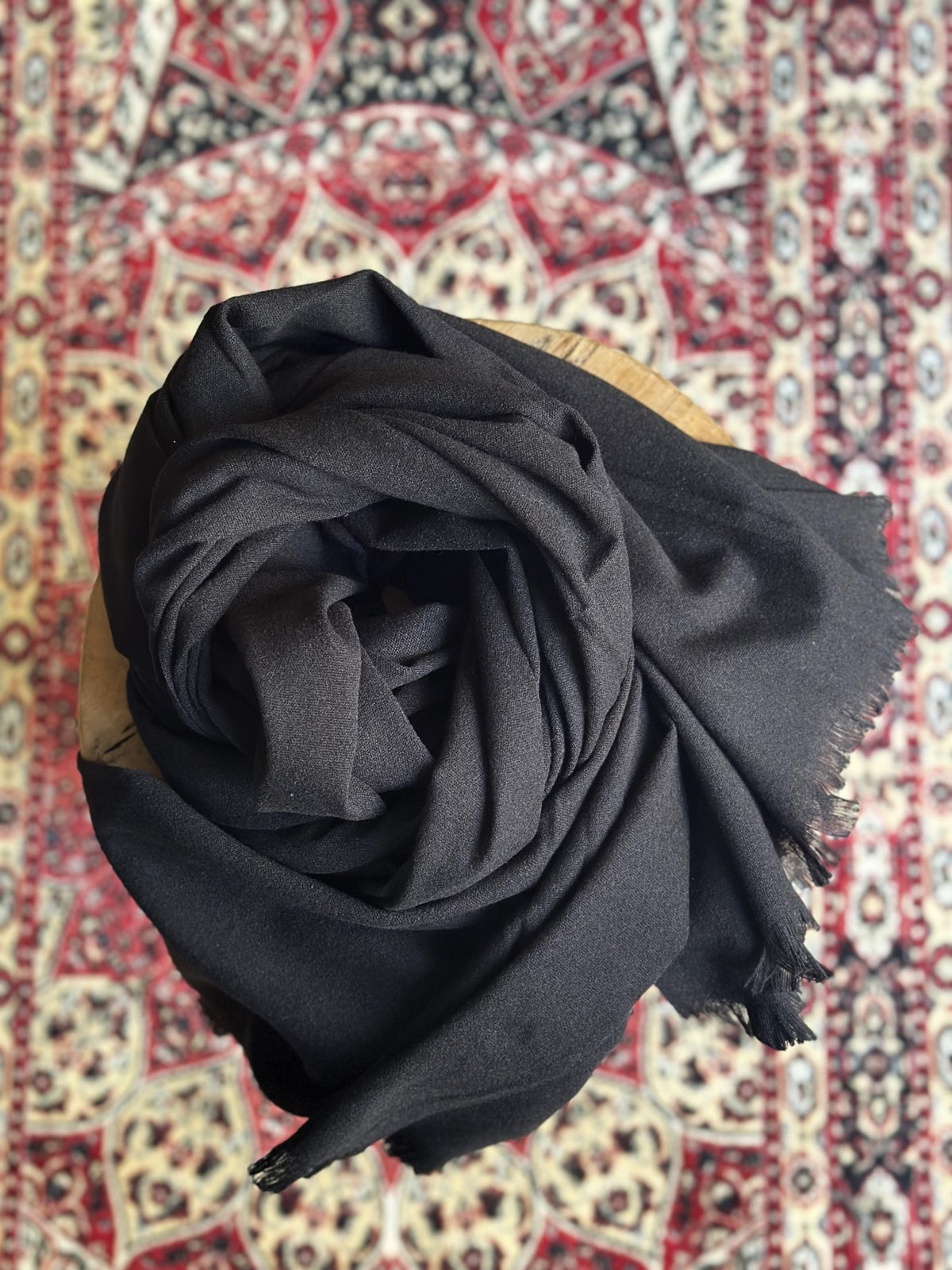 Écharpe homme EMIR noire en laine et viscose