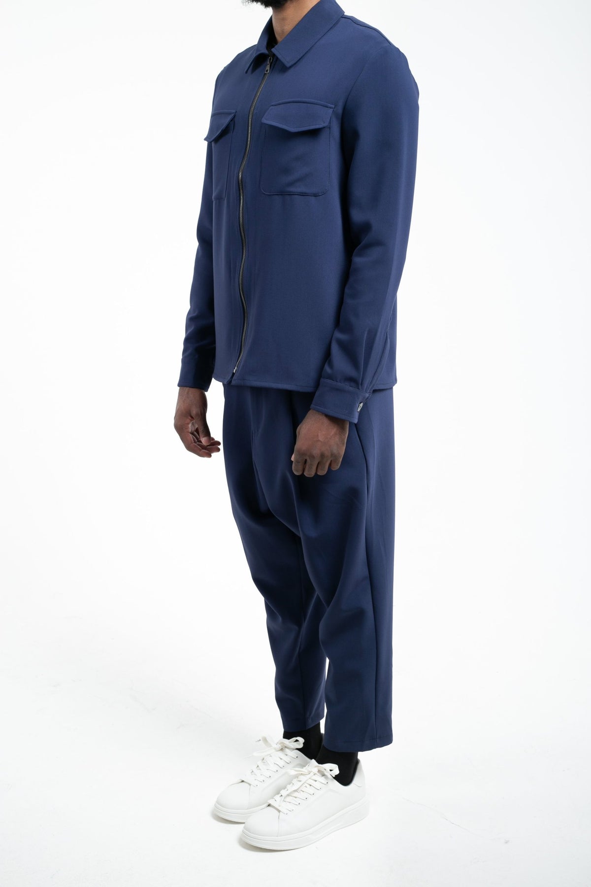 Néo-costume homme Amarin bleu marine : veste zippée et pantalon droit