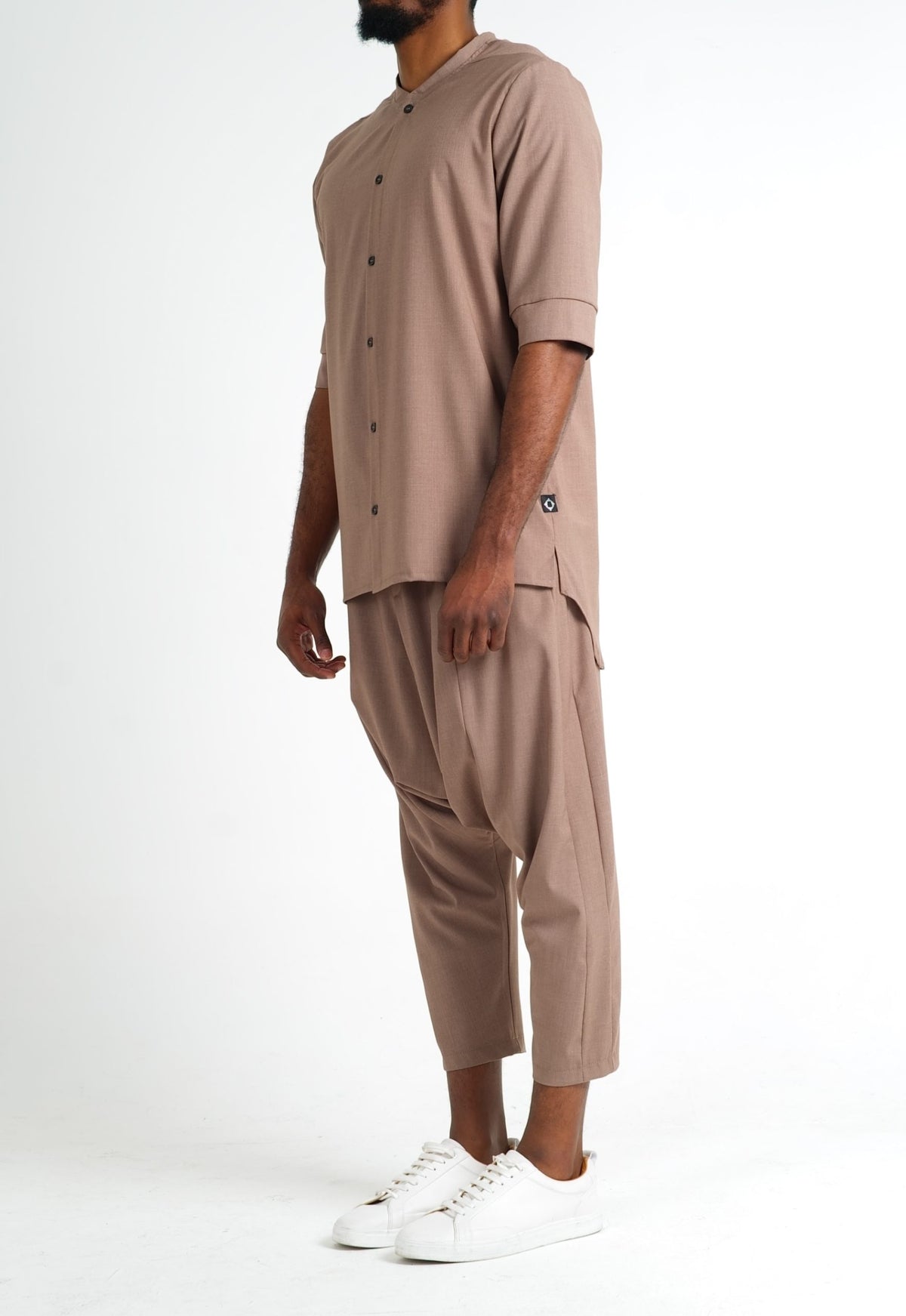 Ensemble Chill homme brun chutney : chemise longue manches 3/4 et sarouel
