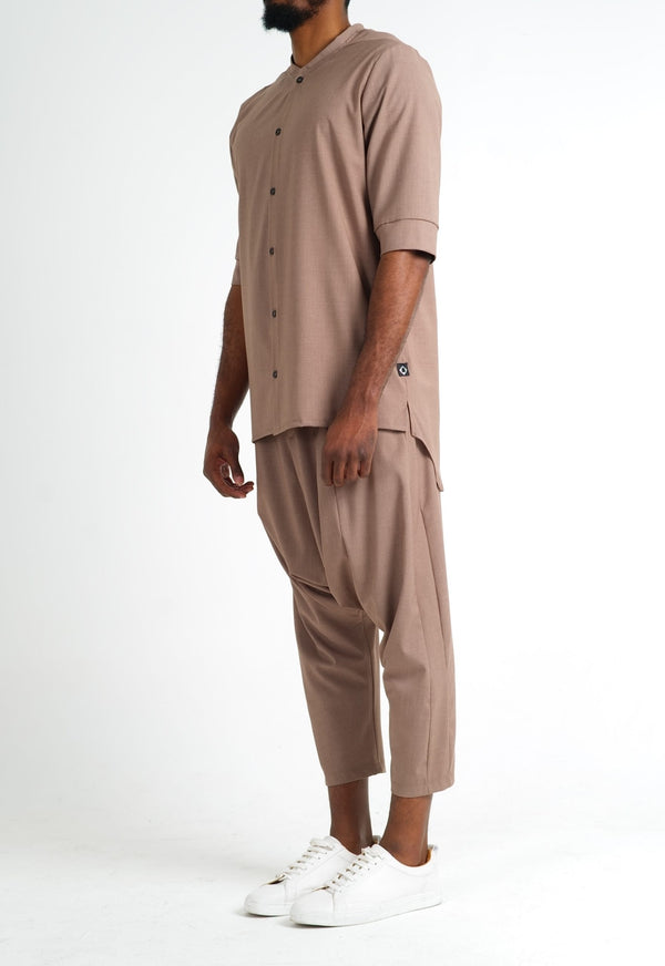 Ensemble Chill homme brun chutney : chemise longue manches 3/4 et sarouel