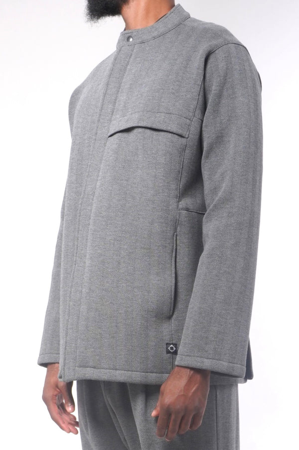 Veste de costume homme Dunes hiver gris minéral à col qamis, de profil