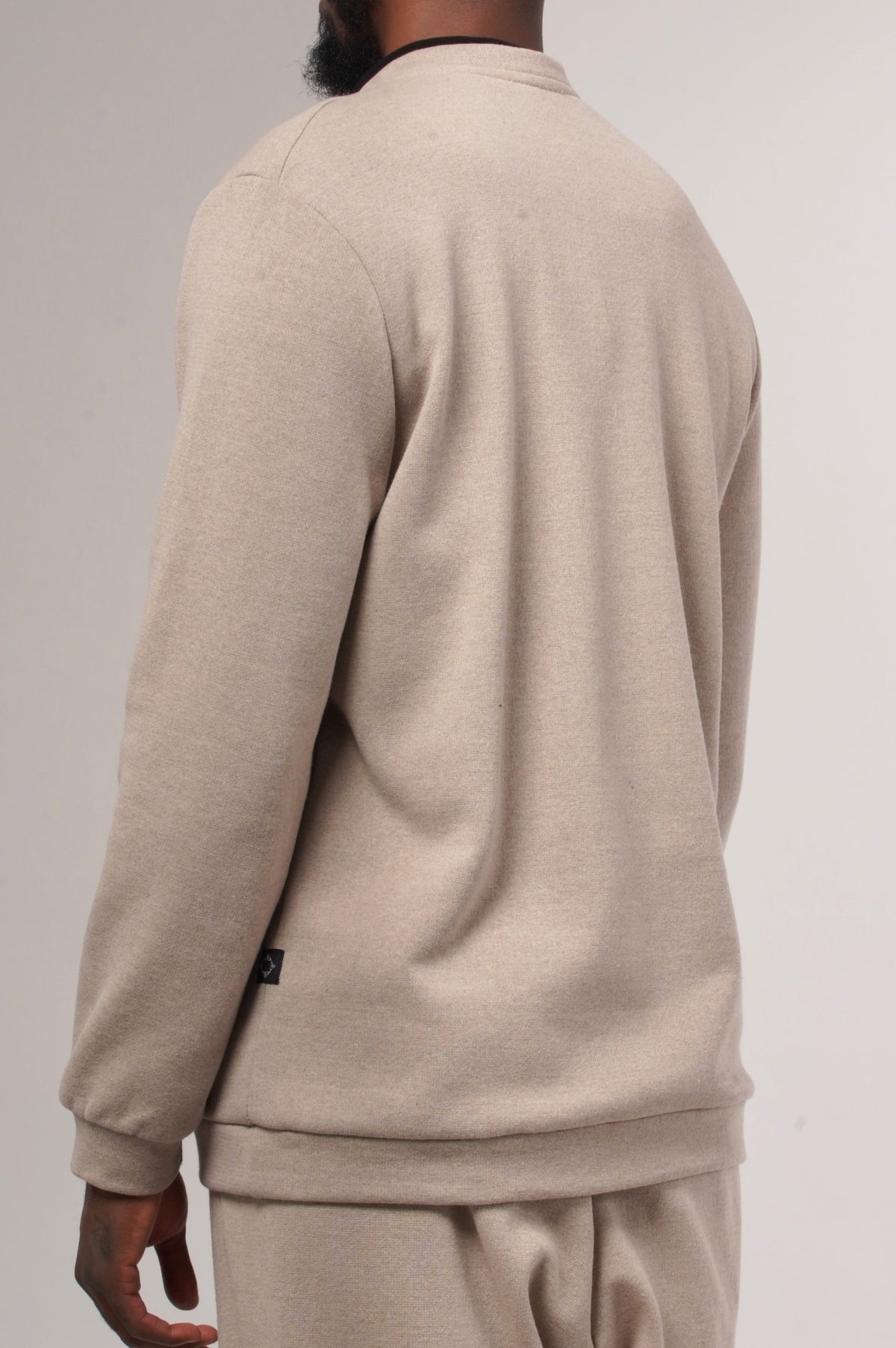 Pull Vietri grège vu de dos, pull homme en maille chinée