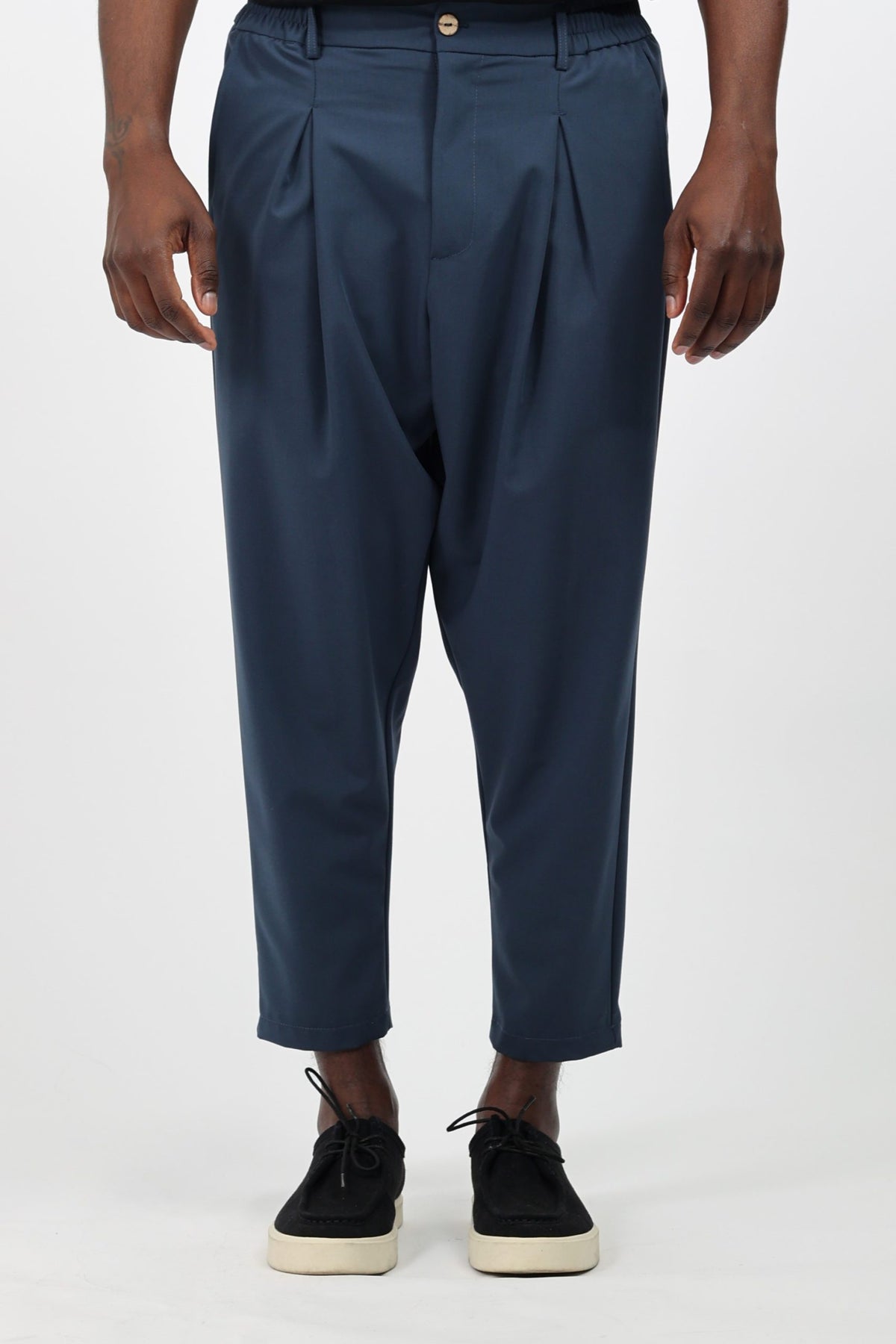 Pantalon large à pinces homme Noragi bleu pétrole, de face