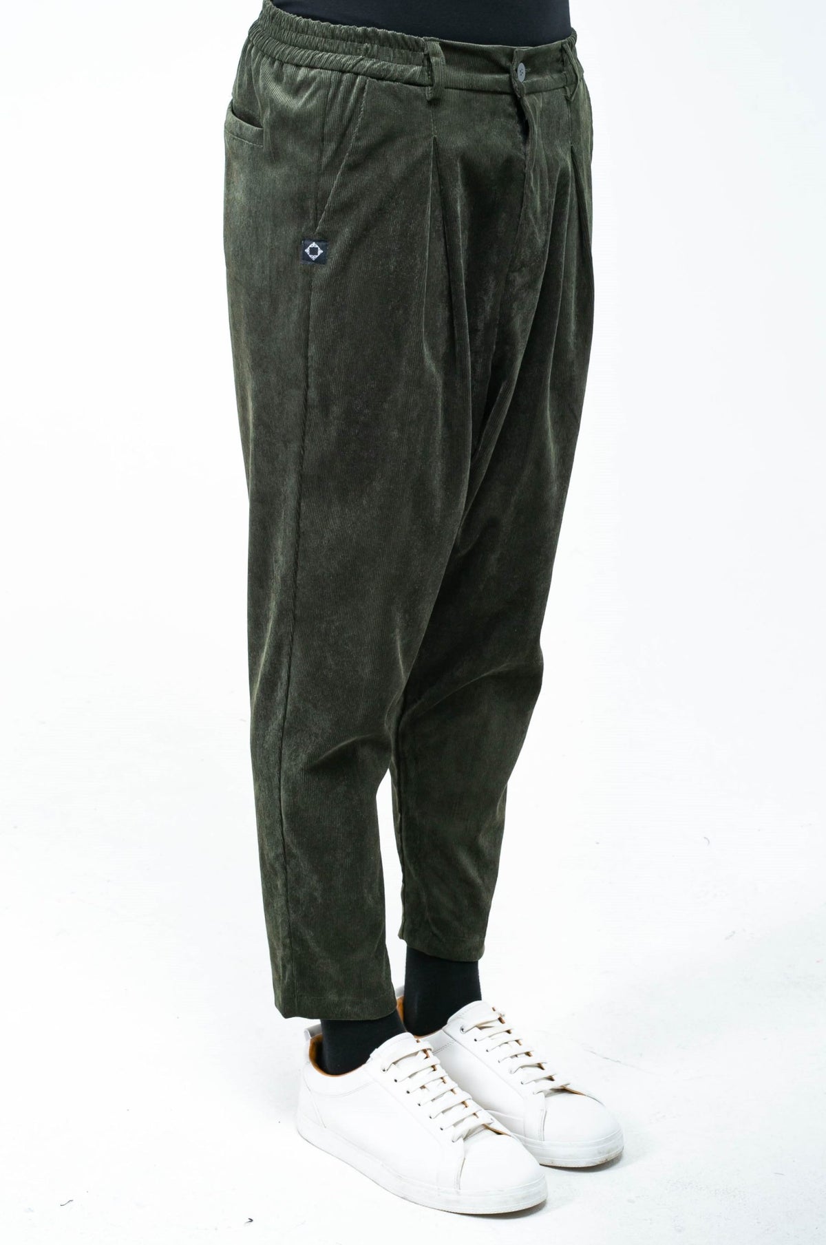 Sarouel velours homme Classy vert forêt de trois quarts