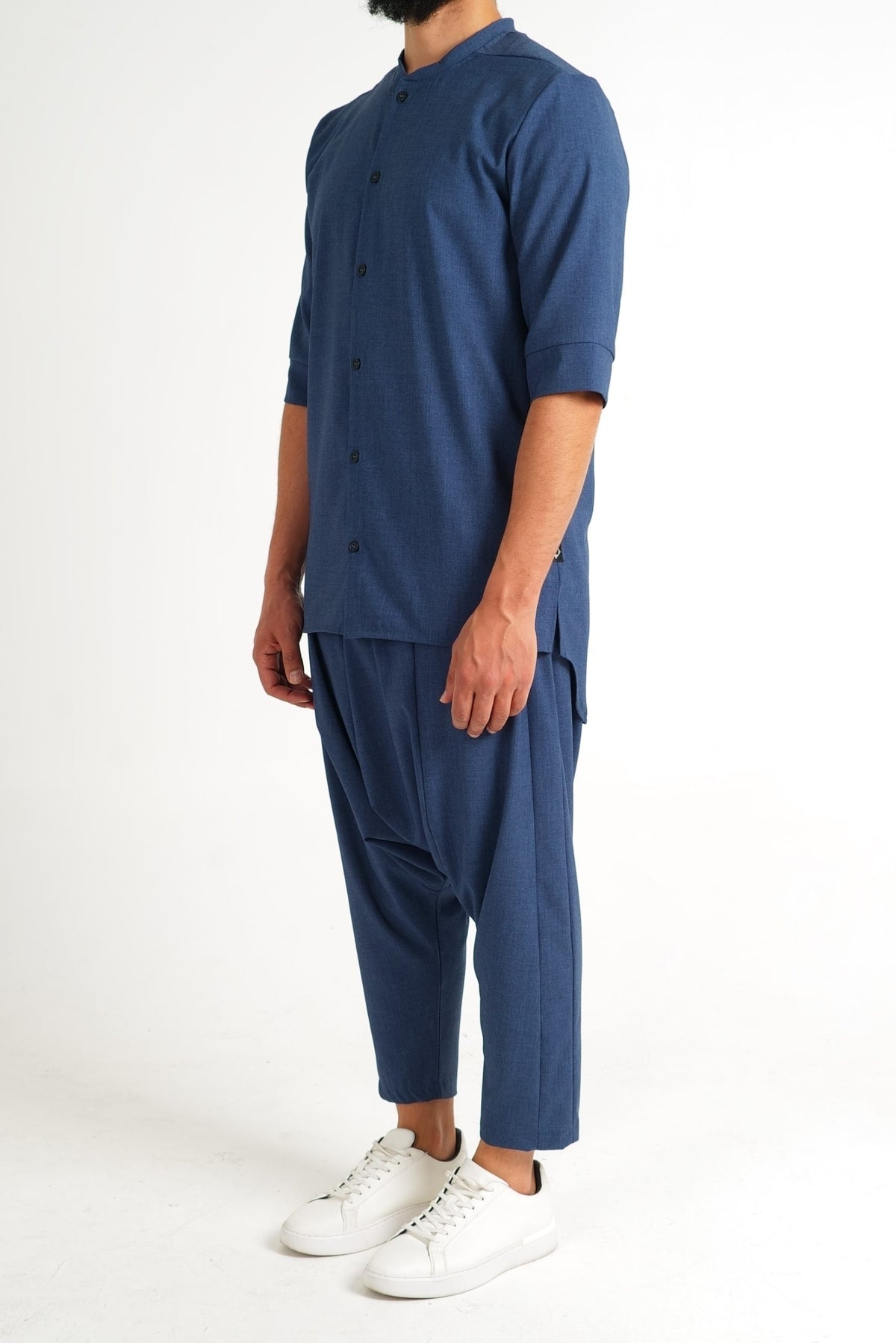 Ensemble Chill homme bleu cendré : chemise longue et sarouel