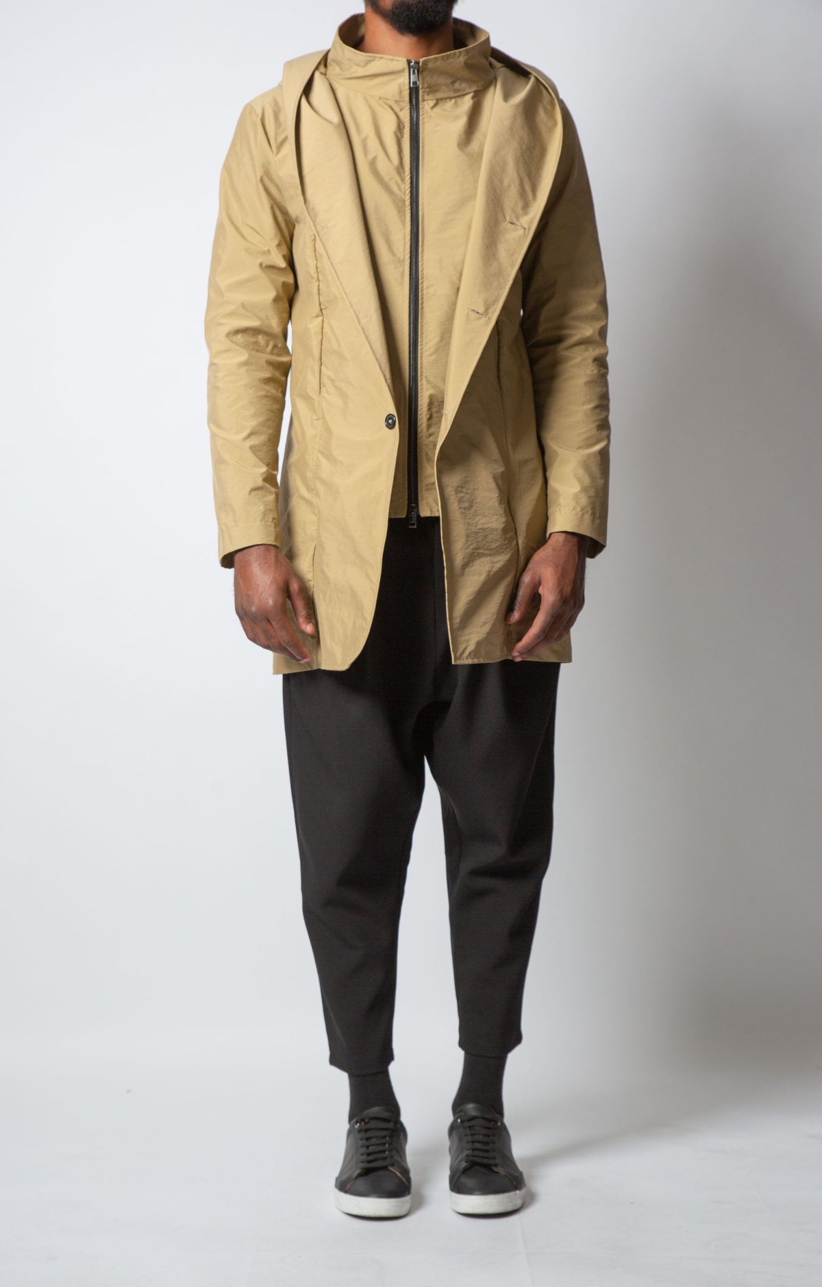 Parka homme camel fermée, parka mi-saison élégante